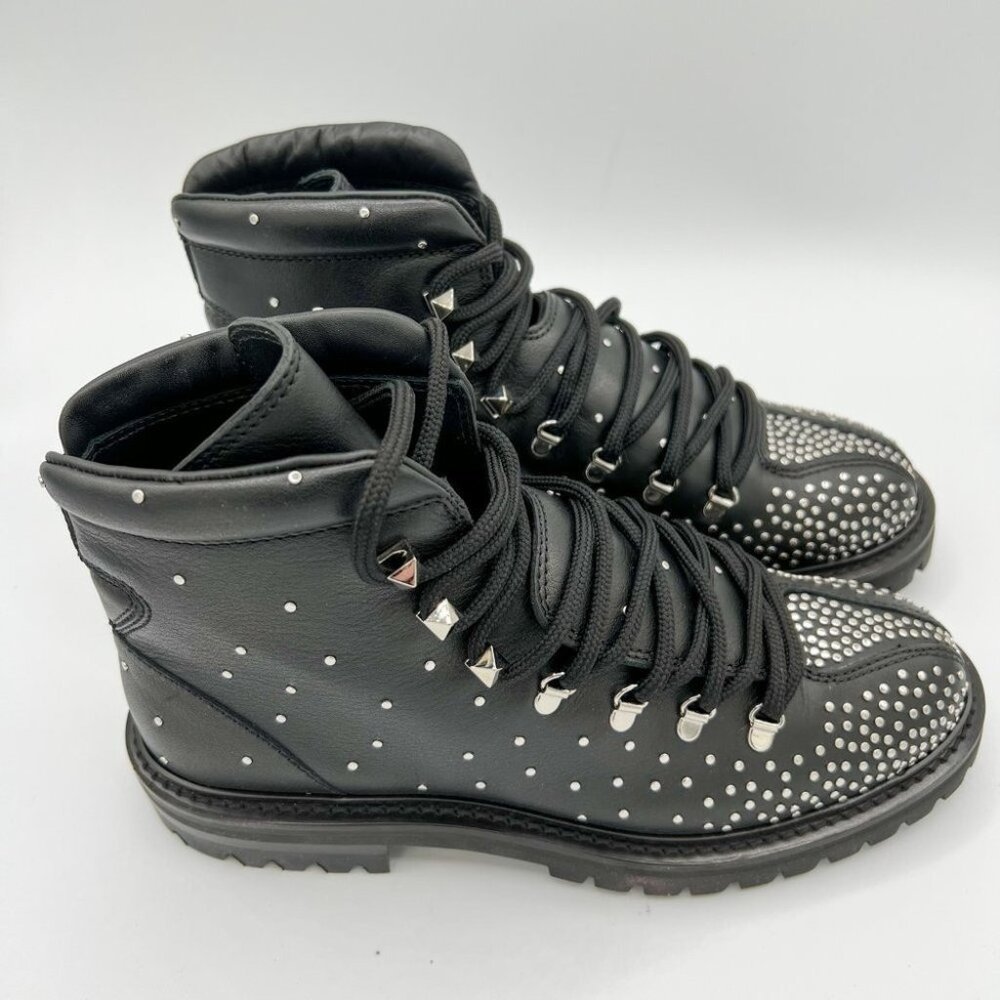 Valentino Garavani Black Rockstud Ankle Hiking Boots - Picture 2 of 12